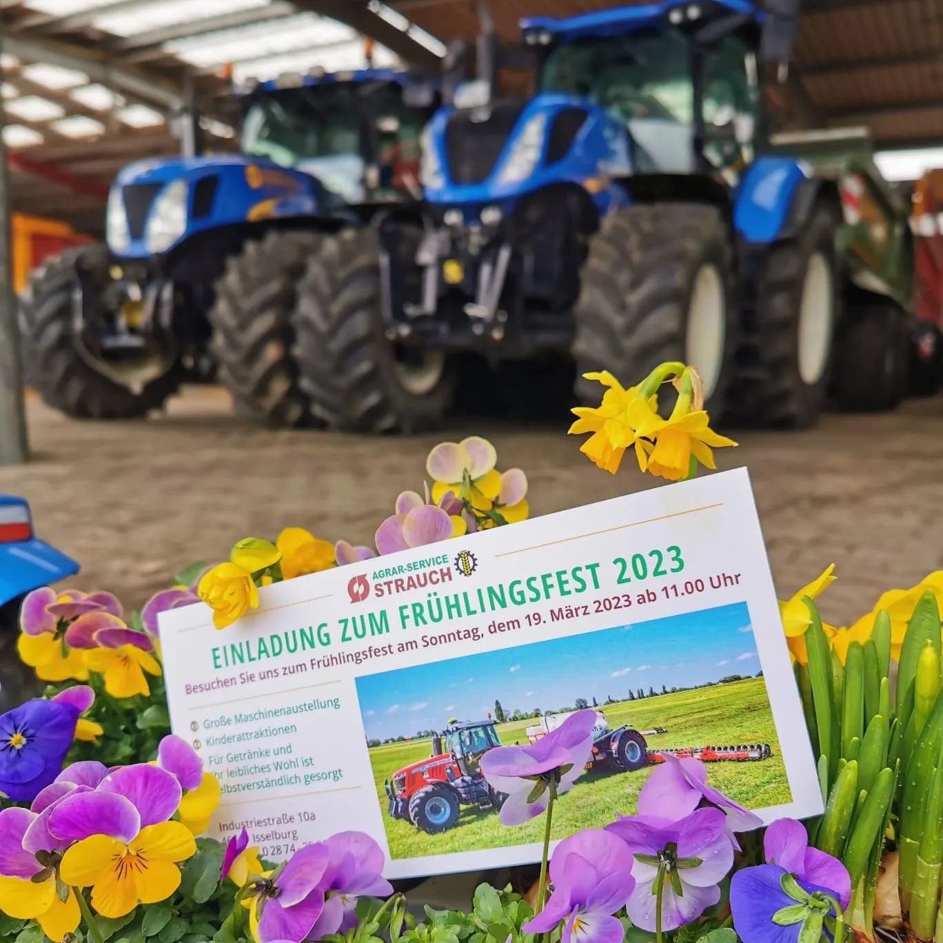 Der Frühling hat bei uns Einzug gehalten und wir freuen uns auf das Frühlingsfest 2023 💐🚜
Besucht uns am 19.März 2023 ab 11 Uhr auf der Industriestraße 10a in 46419 Isselburg
Es erwartet Euch eine große Maschinenausstellung 🚜, Kinderattraktionen 🎲🧩🧸 und für das leibliches Wohl ist ebenfalls gesorgt 🍻🍟☕🍰
Wir freuen uns auf euer Kommen/auf ein Wiedersehen!
Euer Team der Agrar-Service Strauch GmbH
#frühlingsfest2023 #agrarservicestrauch #lohnunternehmen #tagderoffenentür #landwirtschaft #ausliebezurlandwirtschaft #agrar #teamstrauch #lustrauch #sonntag #derfrühlingistda #isselburg #kreisborken #johannesjanssengmbh #kalkar #Niedermörmter #kreiskleve